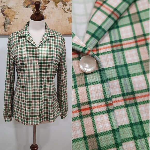 vintage Tops - Vtg 70s Christmas plaid shirt - Graff brand
